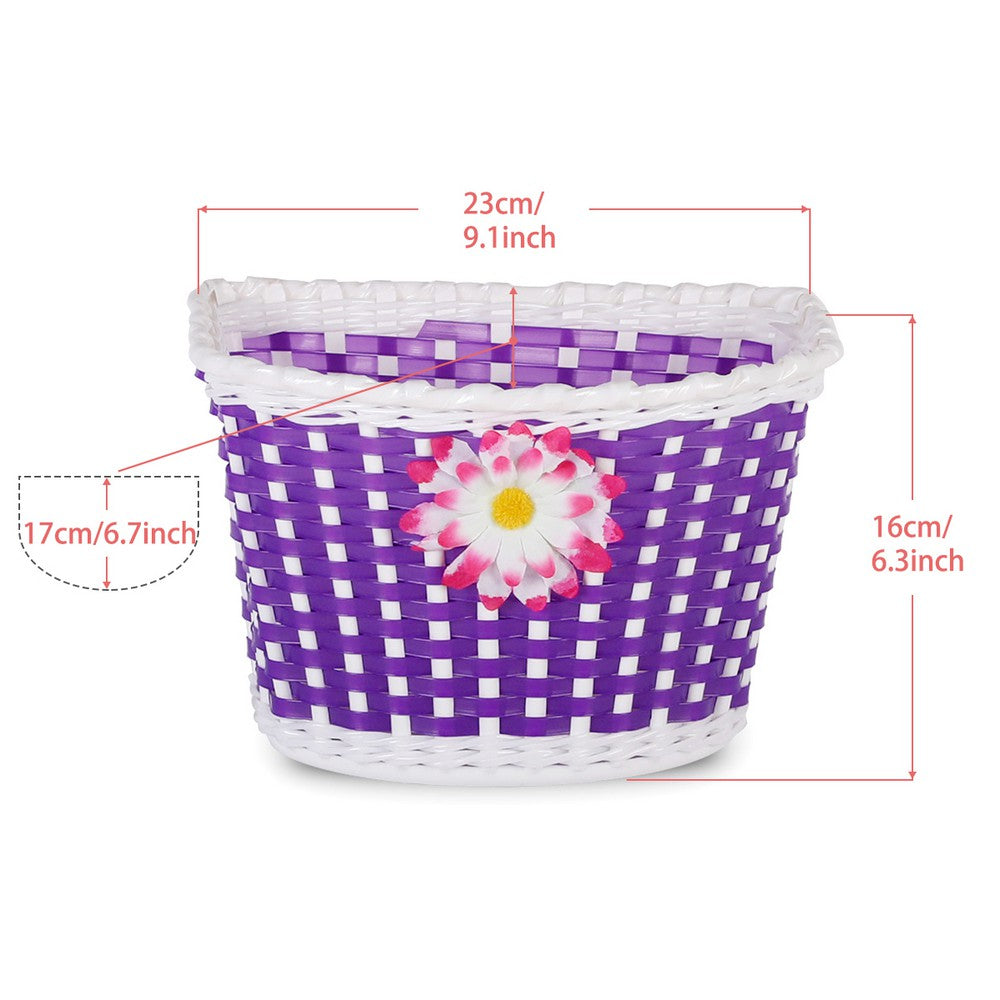 JOYSTAR Kids Bike Basket with Flower