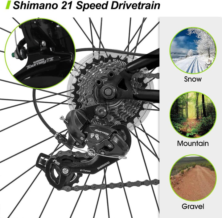 HILAND Generation 26 Inch Mountain Bike Full-Suspension 21 Speeds Drivetrain