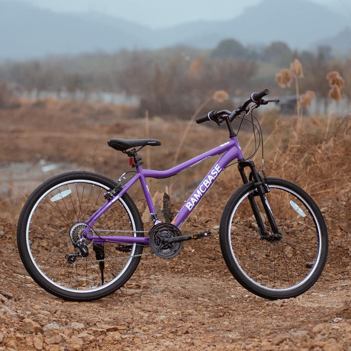 HILAND Lilac 26 Inch Womens Mens Mountain Bike 21 Speed with Suspension Fork
