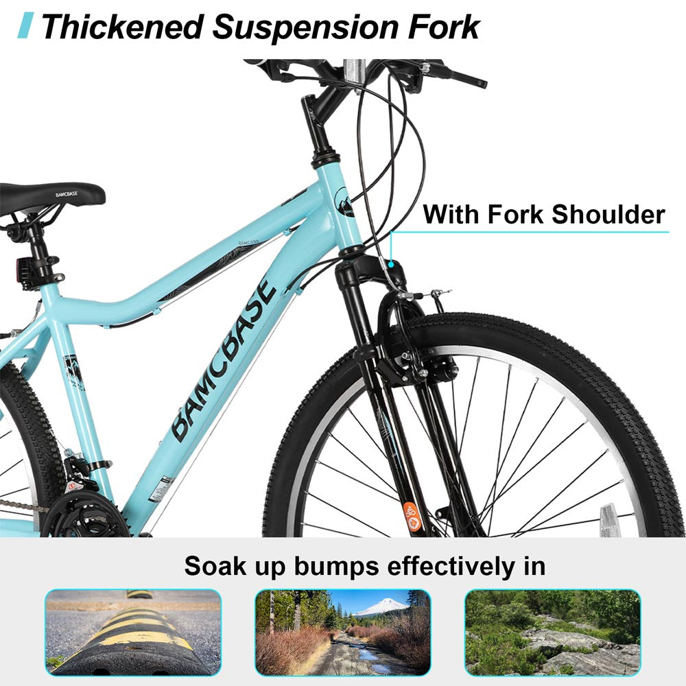 HILAND Lilac 26 Inch Womens Mens Mountain Bike 21 Speed with Suspension Fork