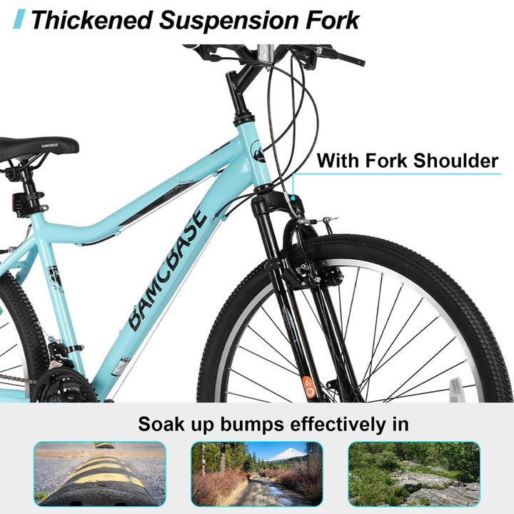 HILAND Lilac 26 Inch Womens Mens Mountain Bike 21 Speed with Suspension Fork