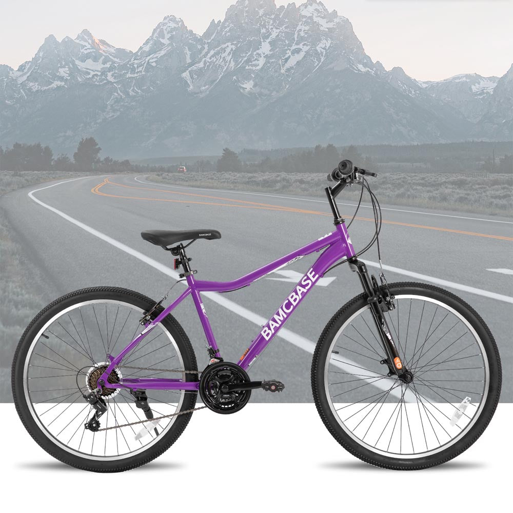 HILAND Lilac 26 Inch Womens Mens Mountain Bike 21 Speed with Suspension Fork
