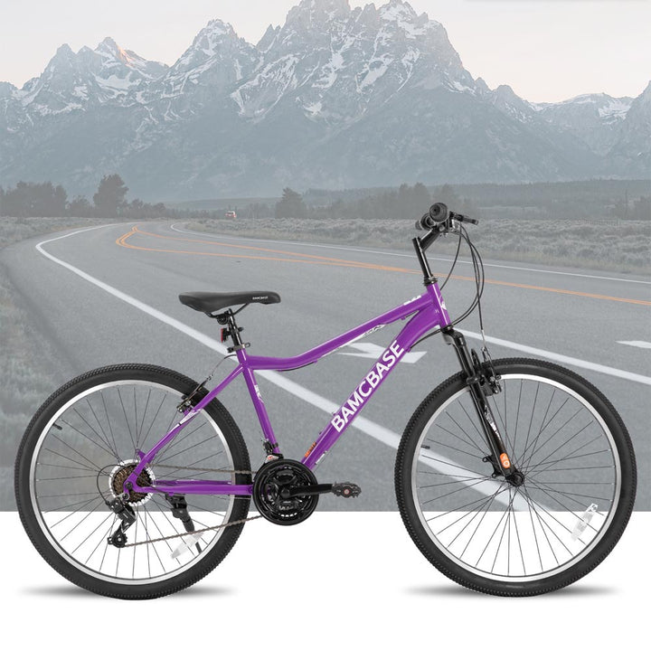 HILAND Lilac 26 Inch Womens Mens Mountain Bike 21 Speed with Suspension Fork