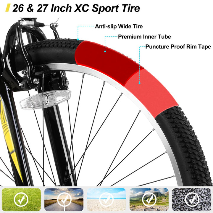 HILAND Agave 26 27.5 29 Inch Mountain Bike with 21 Speeds Hardtail Bicycle for Adults