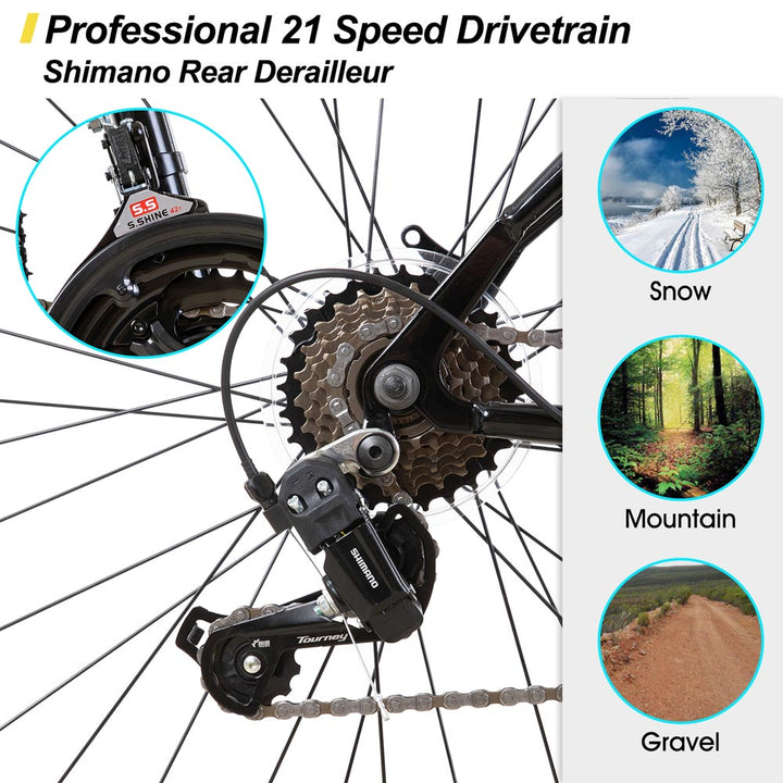 HILAND Agave 26 27.5 29 Inch Mountain Bike with 21 Speeds Hardtail Bicycle for Adults