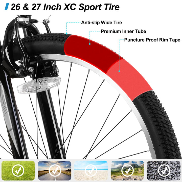 HILAND Agave 26 27.5 29 Inch Mountain Bike with 21 Speeds Hardtail Bicycle for Adults