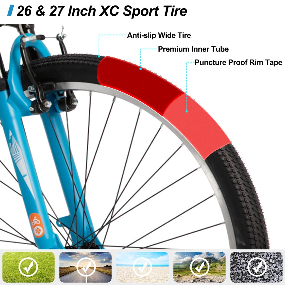 HILAND Agave 26 27.5 29 Inch Mountain Bike with 21 Speeds Hardtail Bicycle for Adults