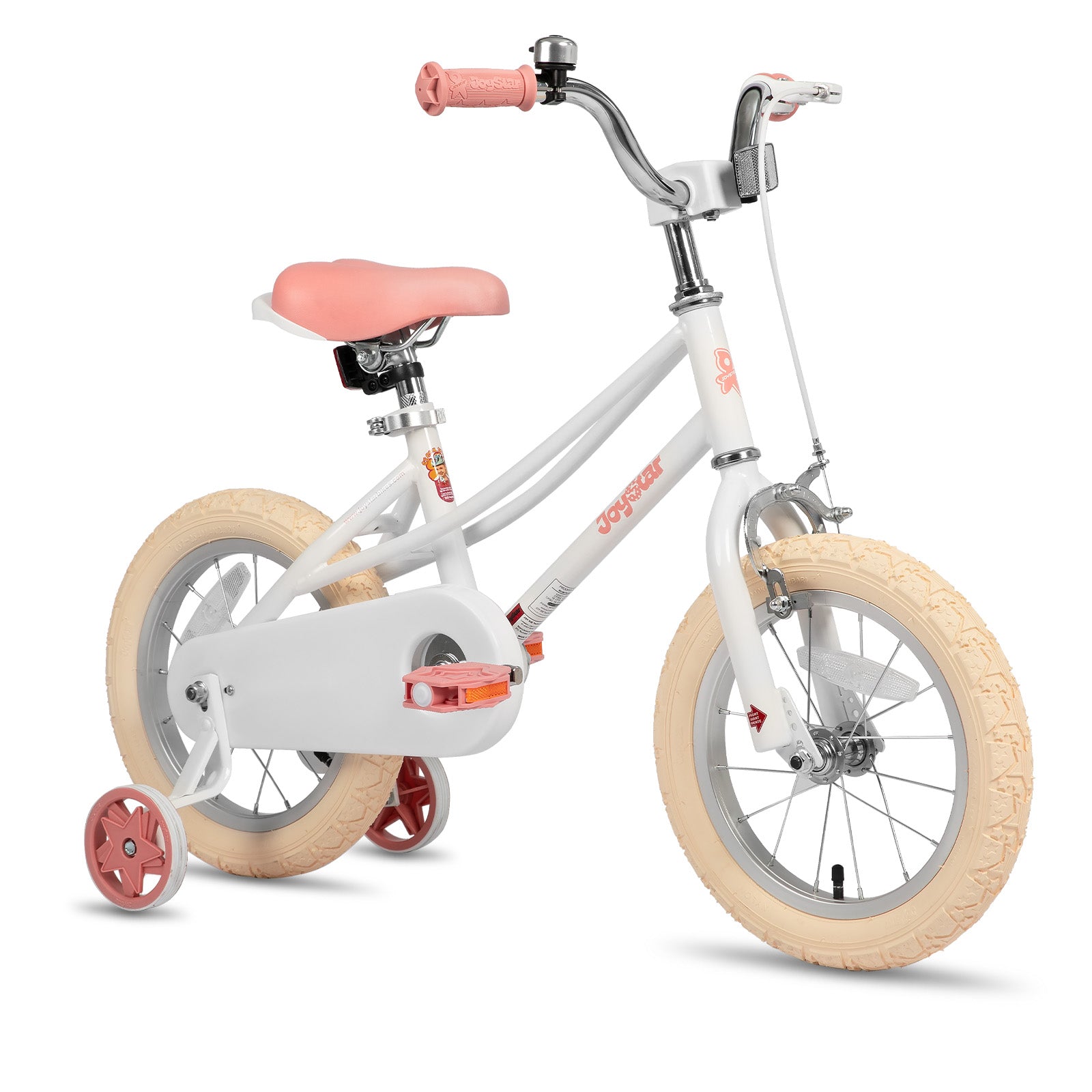 JOYSTAR Vintage 12 inch Kids Bike with Basket & Training Wheels for 2-7 Years Old Girls & Boys (Pink)