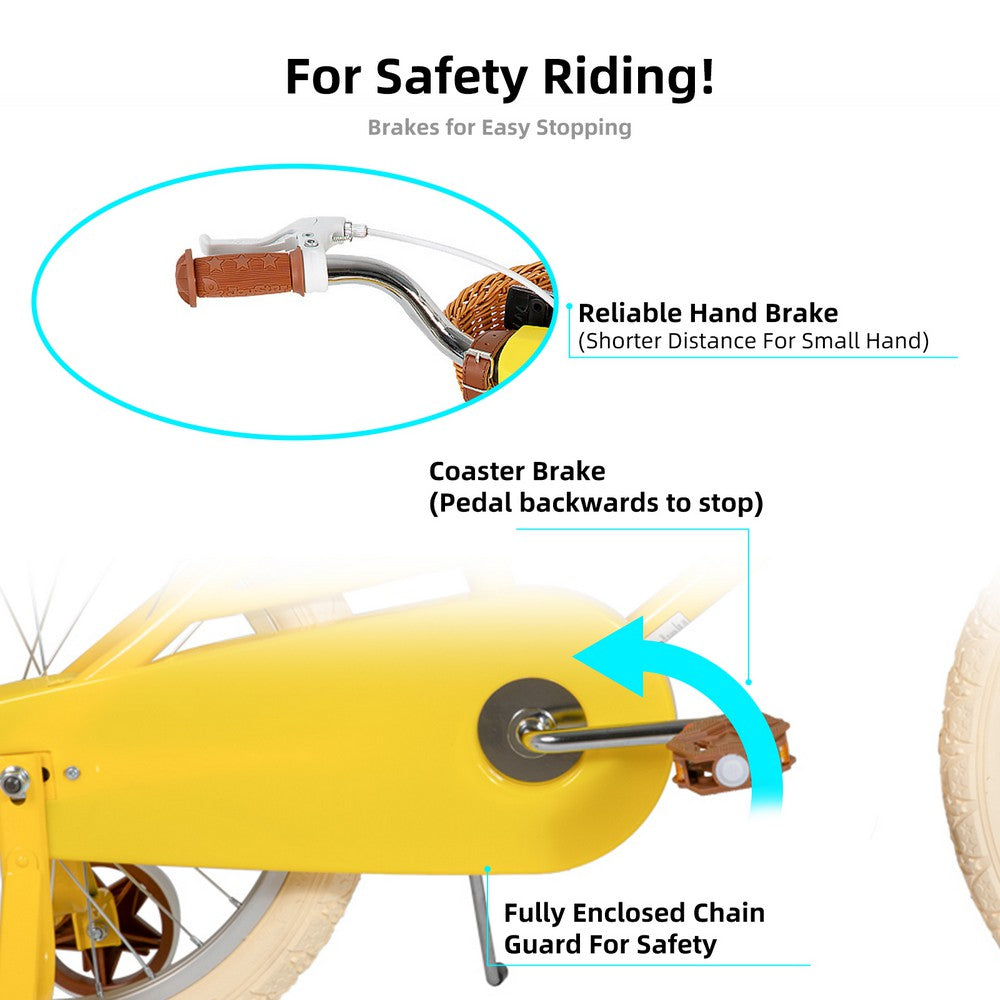 JOYSTAR Fantasy 18 Inch Girls Bike for Ages 5-8, Yellow JOYSTAR