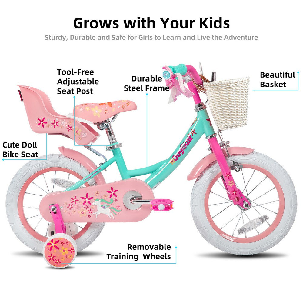 JOYSTAR Unicorn Girls Bike with Doll Carrier JOYSTAR