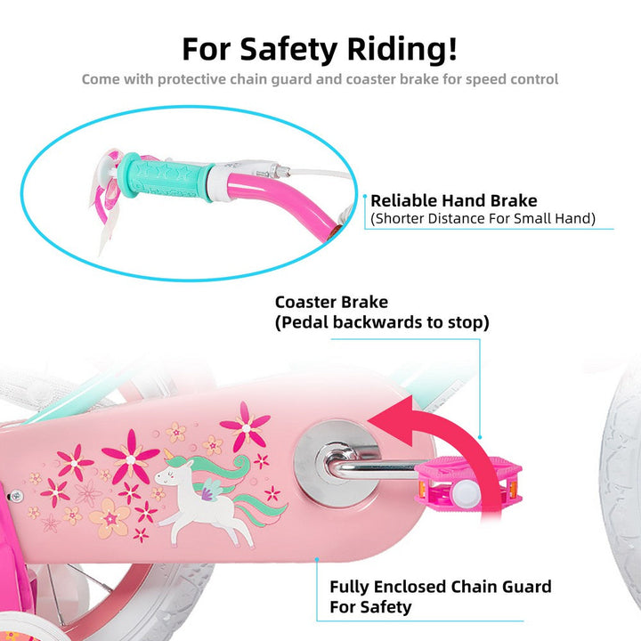 JOYSTAR Unicorn Girls Bike with Doll Carrier JOYSTAR