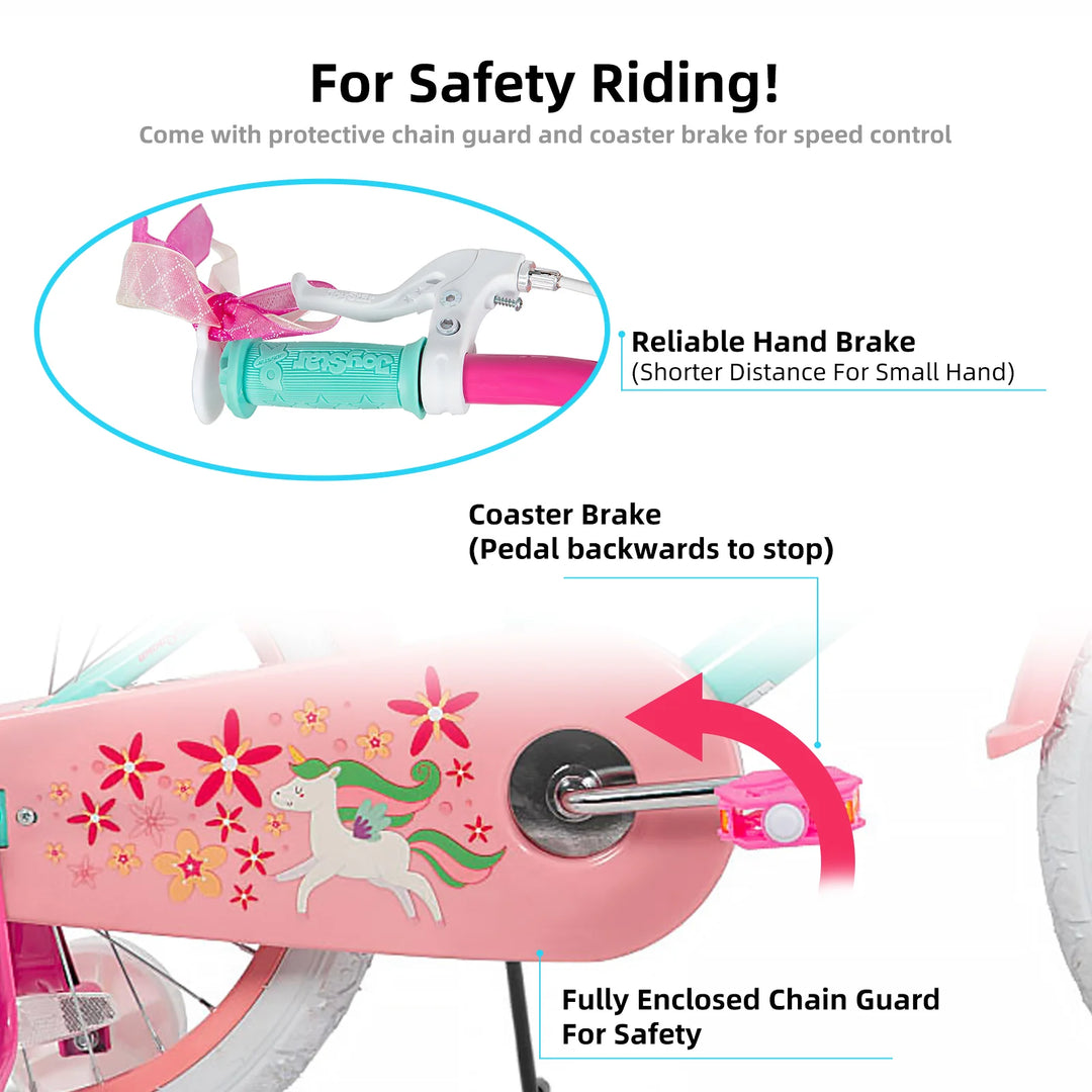 JOYSTAR Unicorn 20 Inch Girls Bike with Doll Carrier JOYSTAR