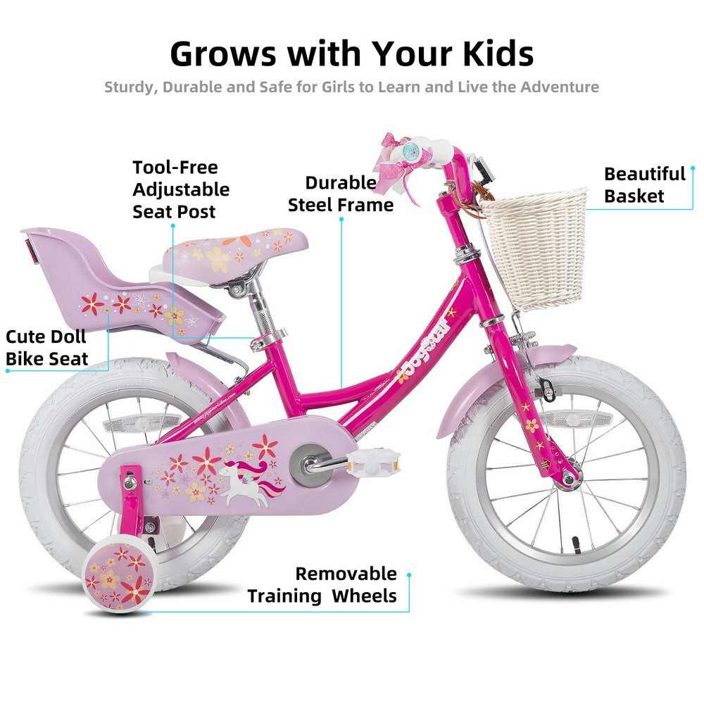 JOYSTAR Unicorn Girls Bike with Doll Carrier JOYSTAR