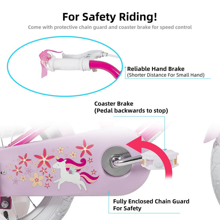 JOYSTAR Unicorn Girls Bike with Doll Carrier JOYSTAR