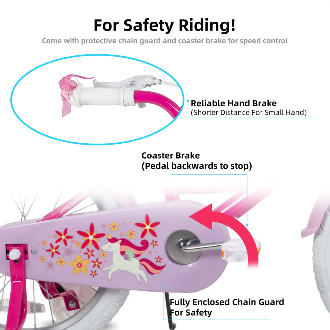 JOYSTAR Unicorn 20 Inch Girls Bike with Doll Carrier JOYSTAR