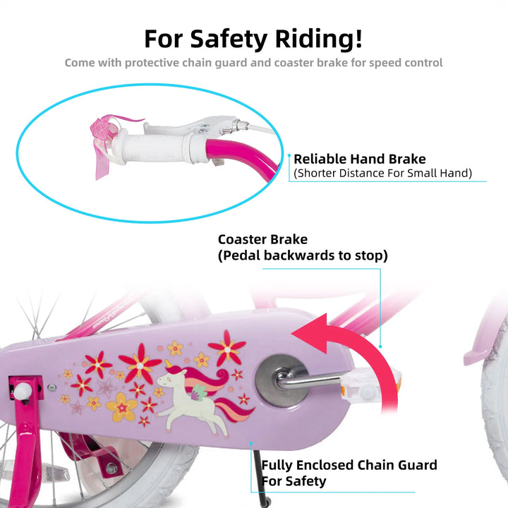 JOYSTAR Unicorn 20 Inch Girls Bike with Doll Carrier JOYSTAR