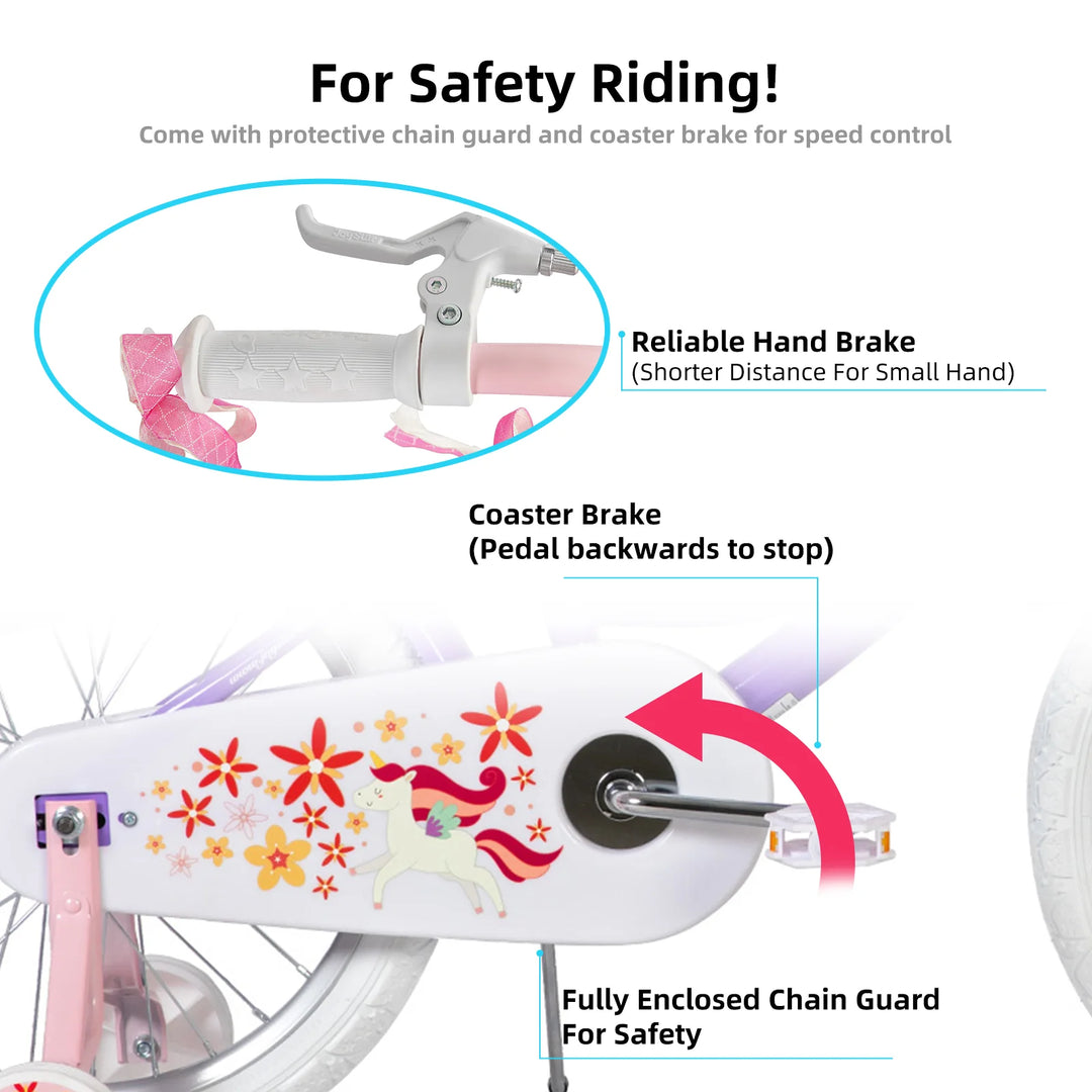JOYSTAR Unicorn 20 Inch Girls Bike with Doll Carrier JOYSTAR