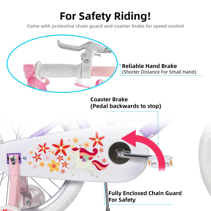 JOYSTAR Unicorn 20 Inch Girls Bike with Doll Carrier JOYSTAR