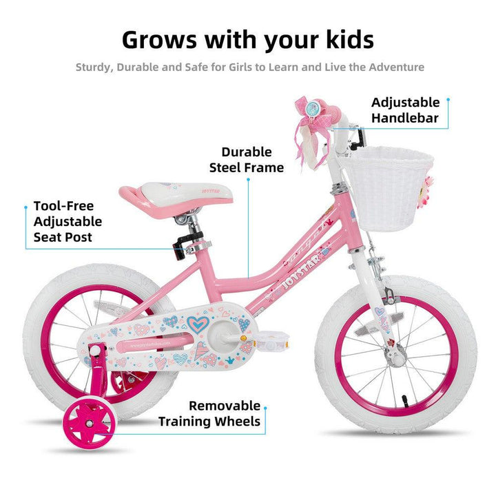 JOYSTAR Angel Girls Bike with Training Wheels & Basket - JOYSTARBIKE