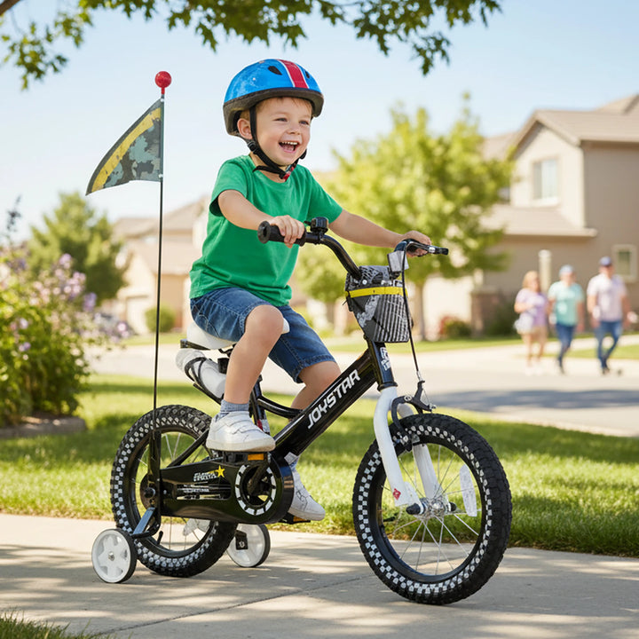 JOYSTAR Little Rock Kids Bike for Boys 2-7 Years - Bike Flag - Number Plate JOYSTAR