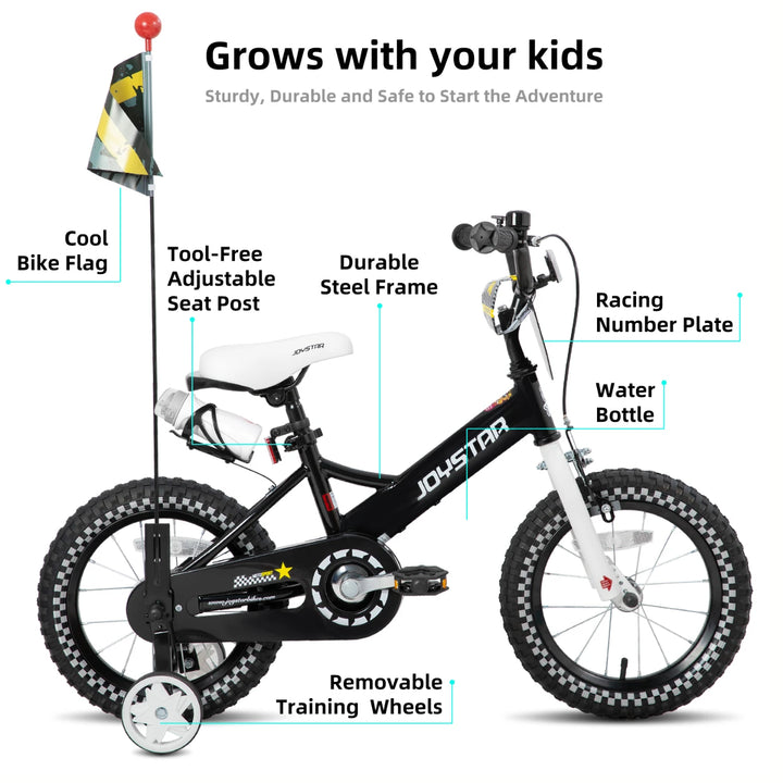 JOYSTAR Little Rock Kids Bike for Boys 2-7 Years - Bike Flag - Number Plate JOYSTAR