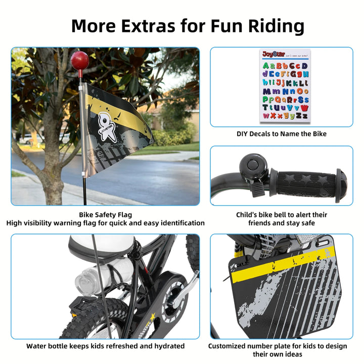 JOYSTAR Little Rock Kids Bike for Boys 2-7 Years - Bike Flag - Number Plate JOYSTAR