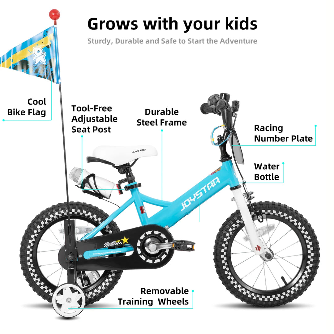 JOYSTAR Little Rock Kids Bike for Boys 2-7 Years - Bike Flag - Number Plate JOYSTAR