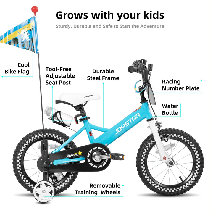 JOYSTAR Little Rock Kids Bike for Boys 2-7 Years - Bike Flag - Number Plate JOYSTAR