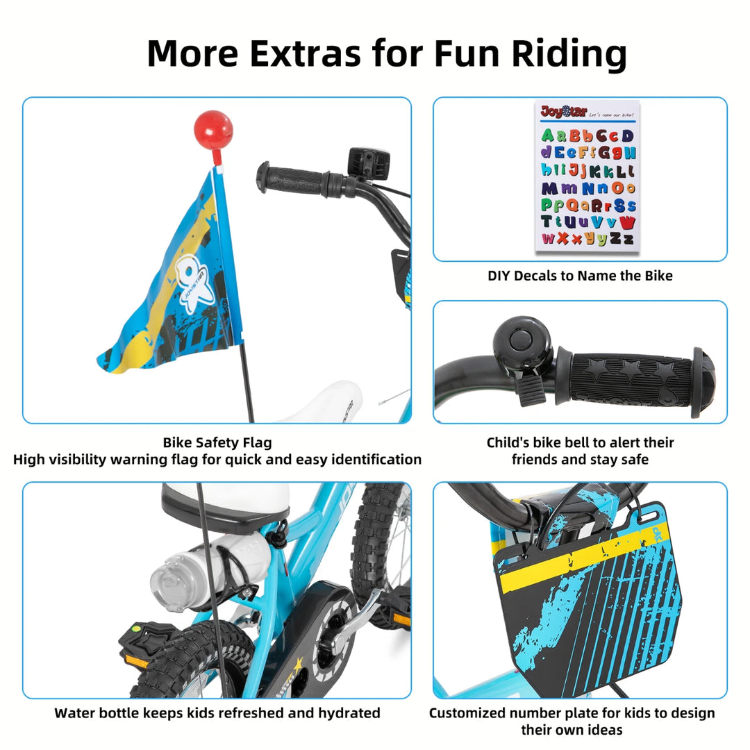 JOYSTAR Little Rock Kids Bike for Boys 2-7 Years - Bike Flag - Number Plate JOYSTAR