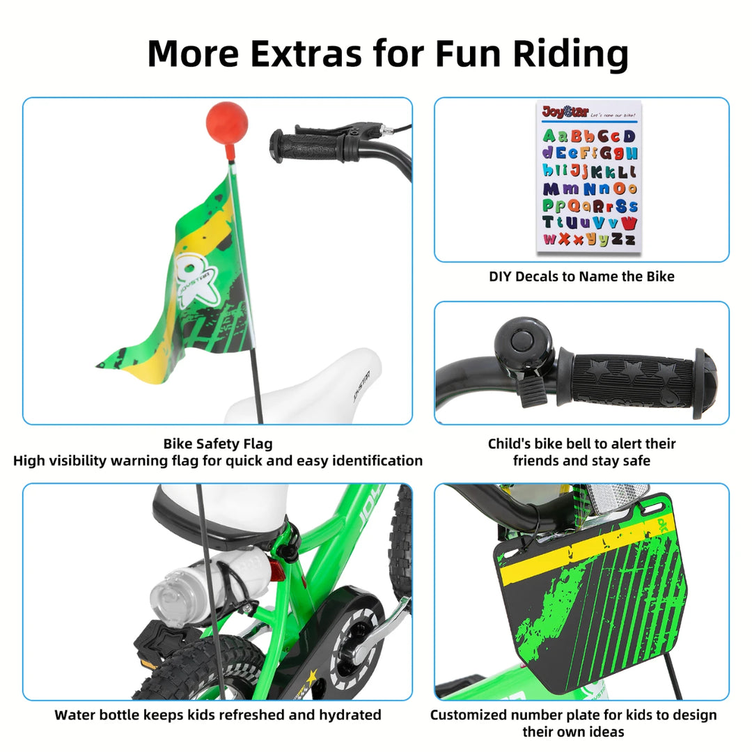 JOYSTAR Little Rock Kids Bike for Boys 2-7 Years - Bike Flag - Number Plate JOYSTAR