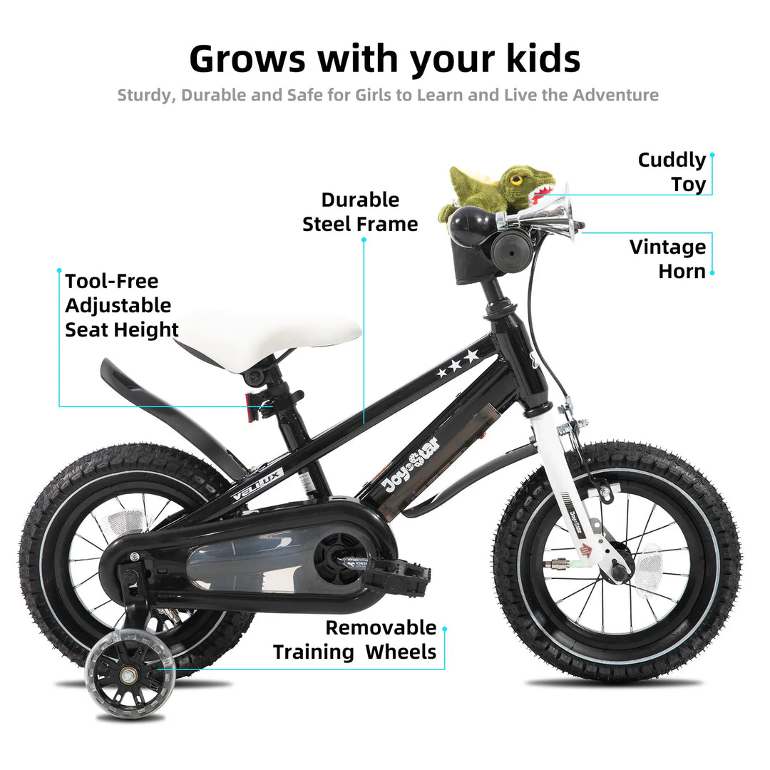 JOYSTAR Vellux Light Up 12 16 20 Inch Kids Bike with Training Wheels