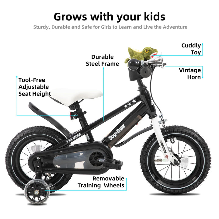 JOYSTAR Vellux Light Up 12 16 20 Inch Kids Bike with Training Wheels
