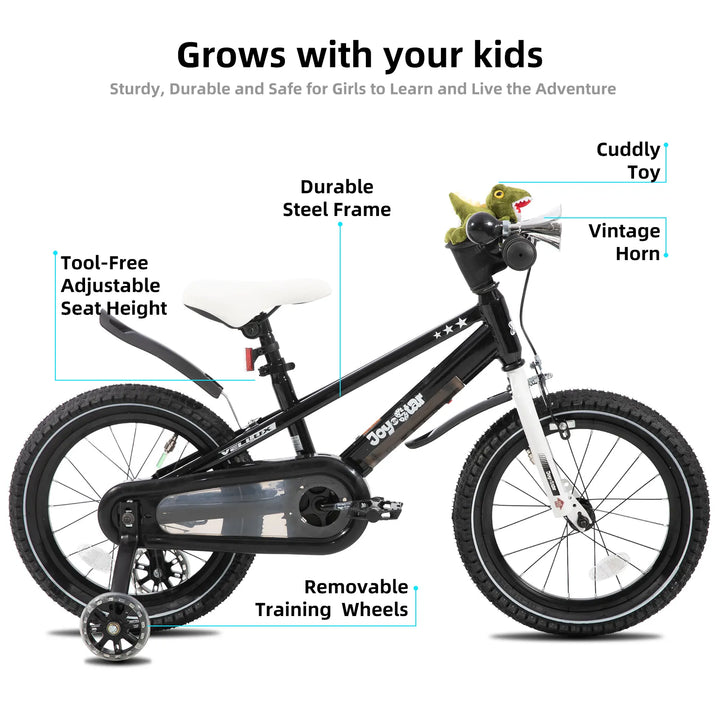JOYSTAR Vellux Light Up 12 16 20 Inch Kids Bike with Training Wheels