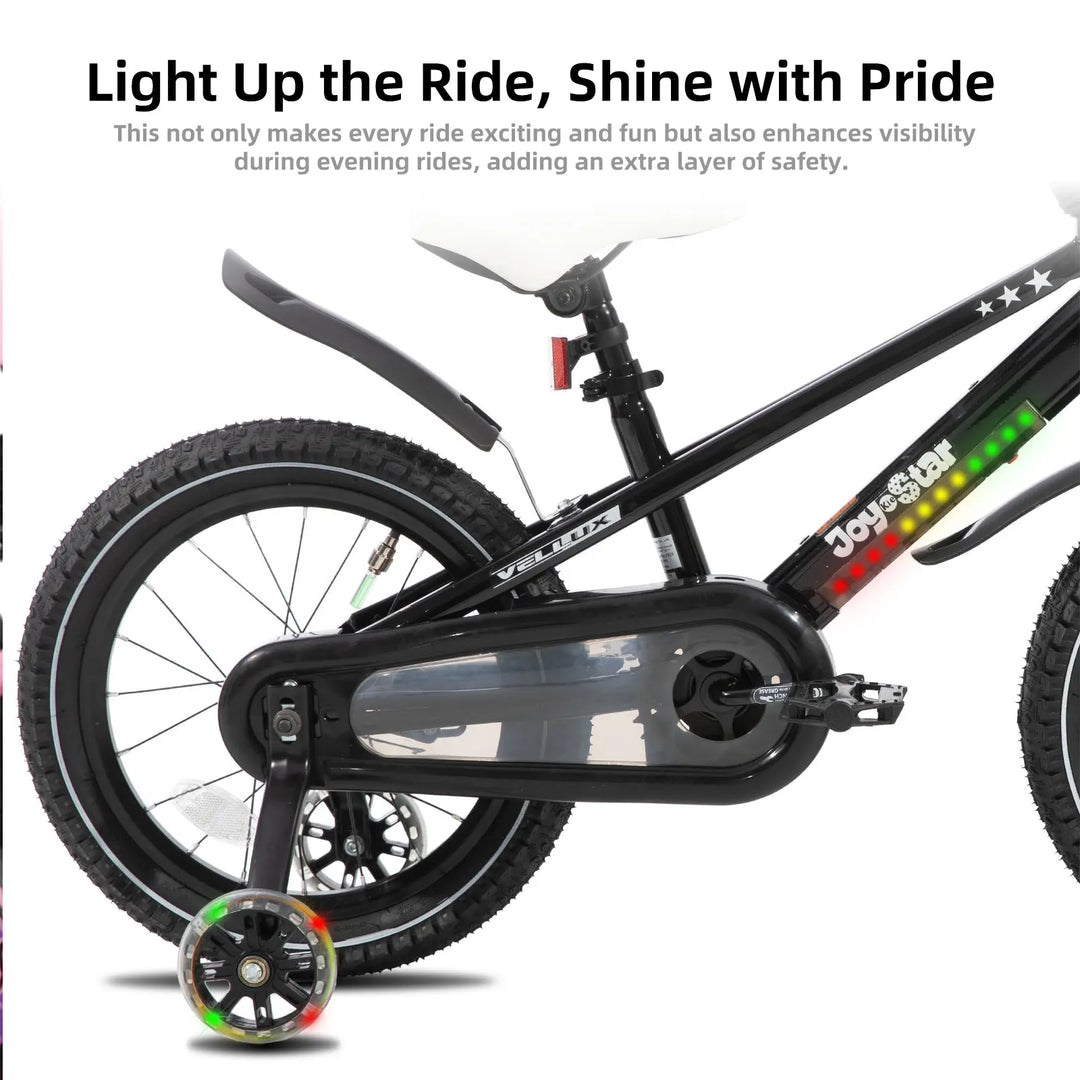 JOYSTAR Vellux Light Up 12 16 20 Inch Kids Bike with Training Wheels