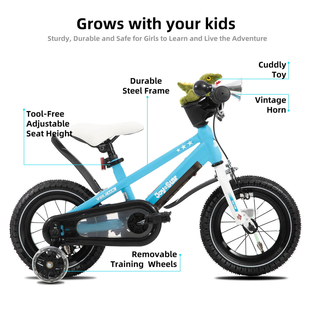 JOYSTAR Vellux Light Up 12 16 20 Inch Kids Bike with Training Wheels