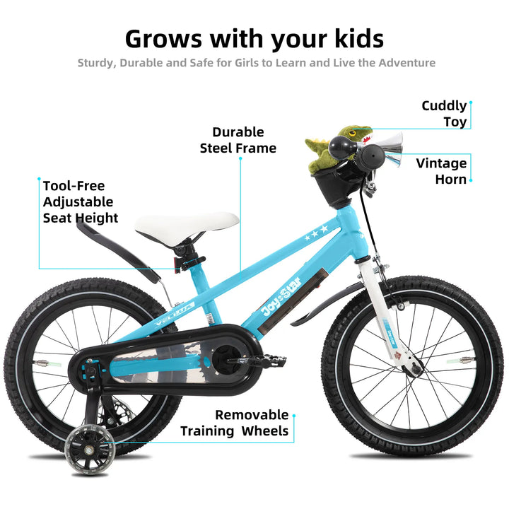 JOYSTAR Vellux Light Up 12 16 20 Inch Kids Bike with Training Wheels