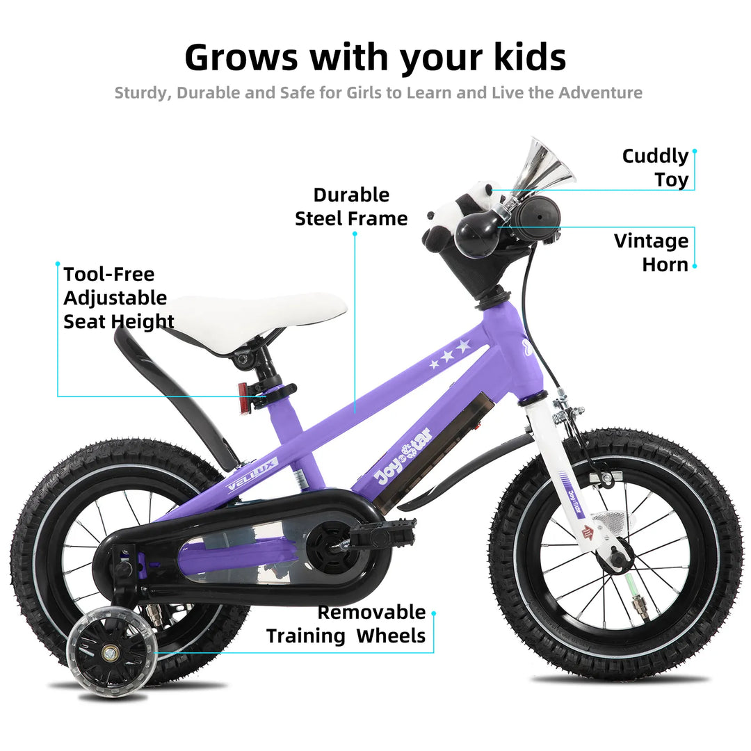 JOYSTAR Vellux Light Up 12 16 20 Inch Kids Bike with Training Wheels
