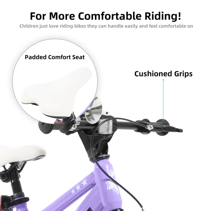 JOYSTAR Vellux Light Up 12 16 20 Inch Kids Bike with Training Wheels