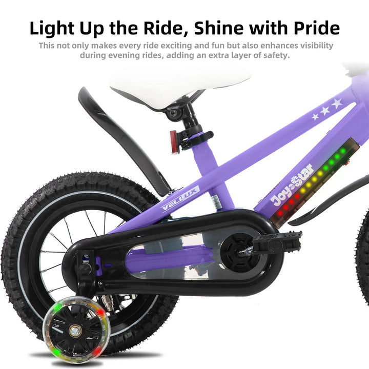 JOYSTAR Vellux Light Up 12 16 20 Inch Kids Bike with Training Wheels