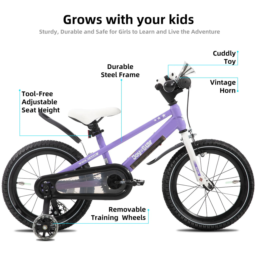 JOYSTAR Vellux Light Up 12 16 20 Inch Kids Bike with Training Wheels
