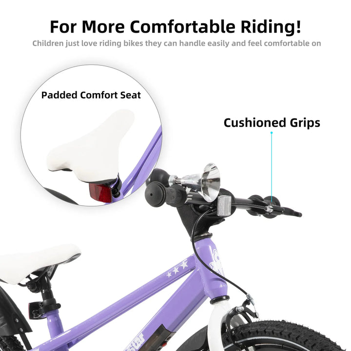 JOYSTAR Vellux Light Up 12 16 20 Inch Kids Bike with Training Wheels