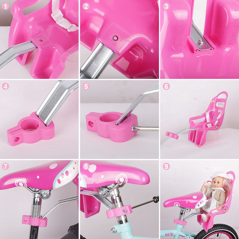 Joystar Girls Bike Doll Seat with DIY Decals, Pink & Purple