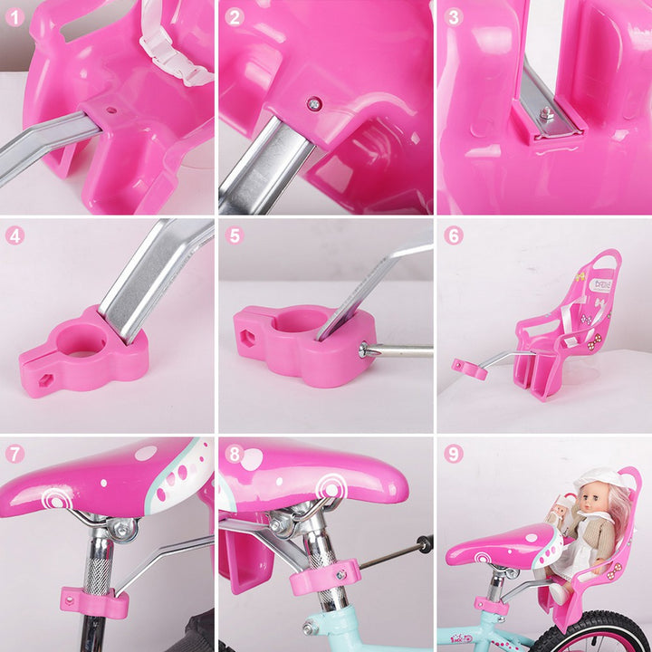 Joystar Girls Bike Doll Seat with DIY Decals, Pink & Purple - JOYSTARBIKE