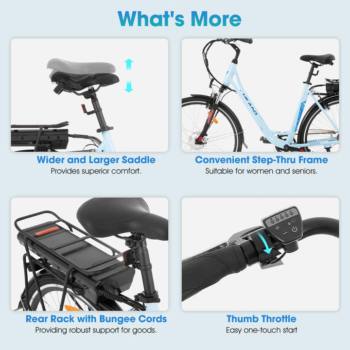 HILAND Karida 700C Electric Bike for Adults 7-Speed City Bicycle Step-Through