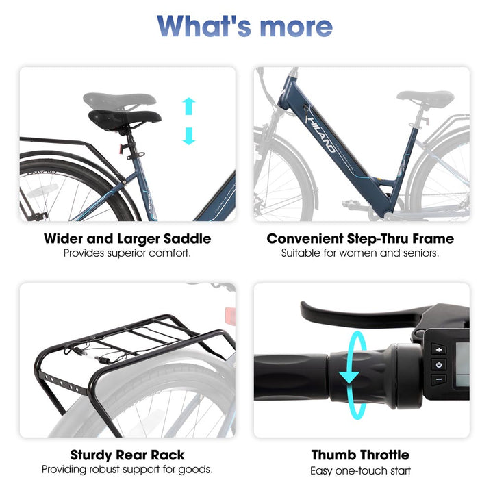 HILAND Secret Electric Commuter Bike 700C 350W Men Women EBike with Throttle