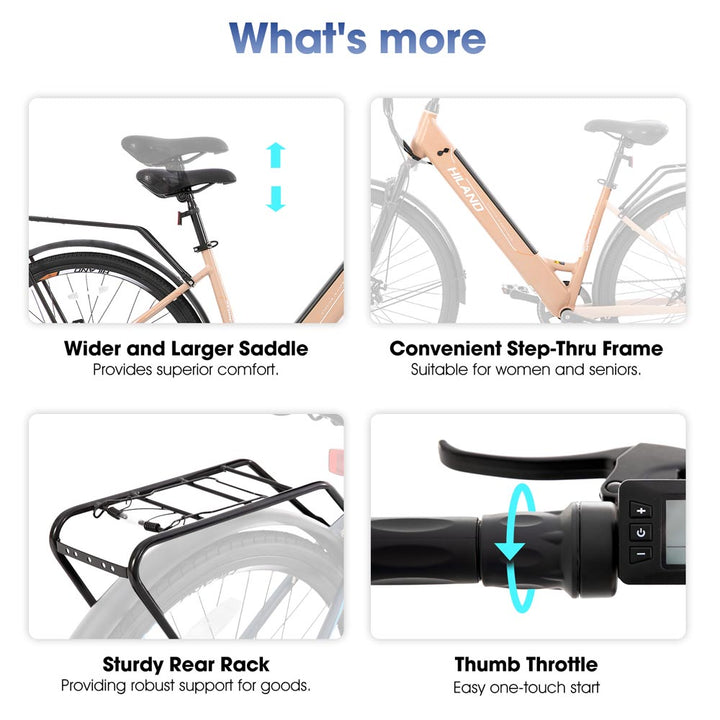 HILAND Secret Electric Commuter Bike 700C 350W Men Women EBike with Throttle