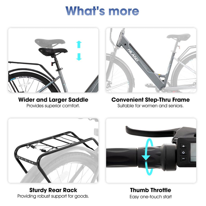 HILAND Secret Electric Commuter Bike 700C 350W Men Women EBike with Throttle
