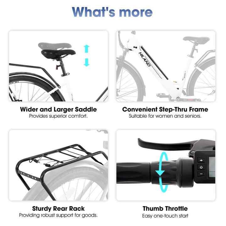 HILAND Secret Electric Commuter Bike 700C 350W Men Women EBike with Throttle