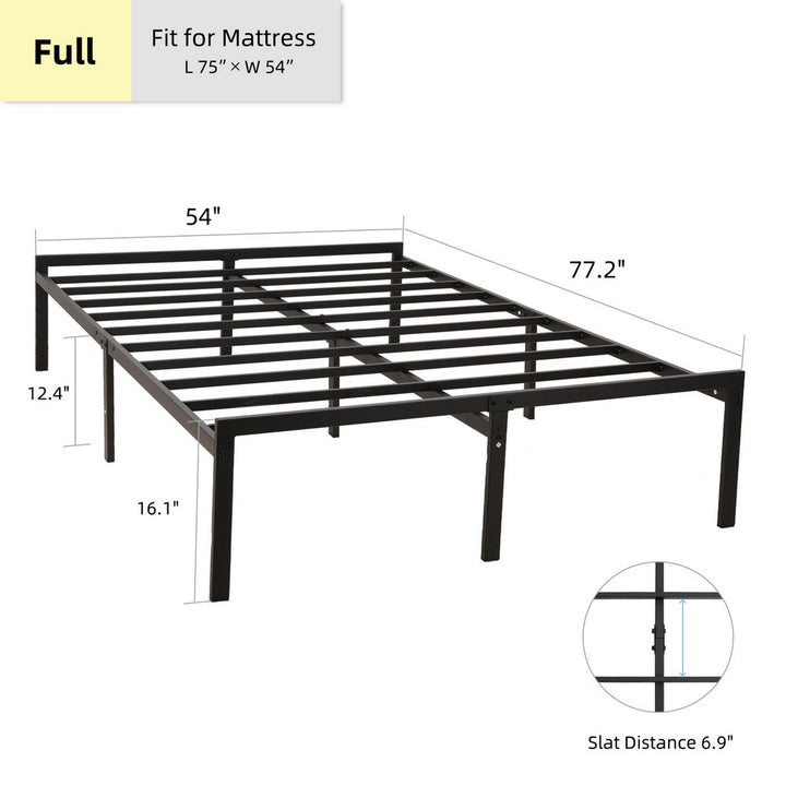 KEANO Black Bed Frame, Heavy Duty Durable Metal Platform with Sturdy Steel Slats, 12.4 Inch Large Underbed Storage Space, No Box Spring Needed, Easy to Assembly, Noise Free - JOYSTARBIKE