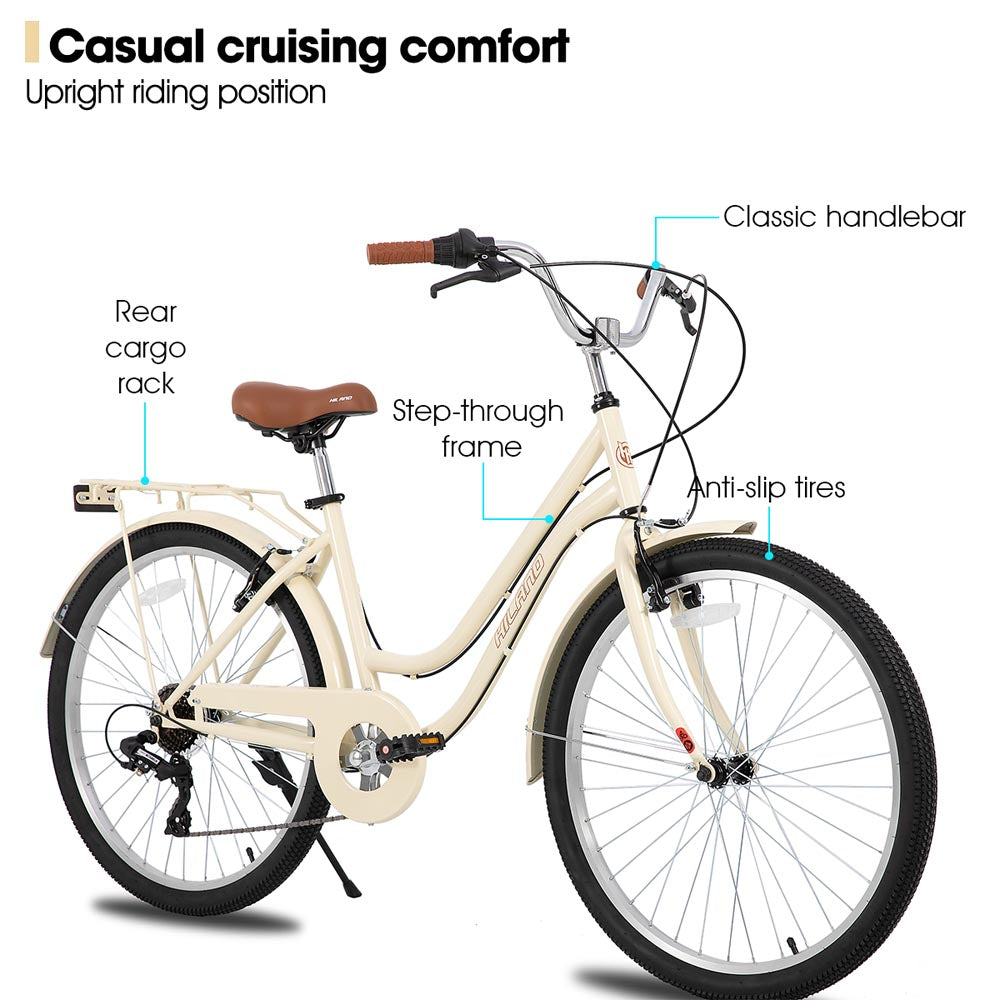 HILAND Breeze 26 inch Beach Cruiser Commuter Bike for Men and Women with Rear Rack HILAND Breeze 26 inch Beach Cruiser Commuter Bike for Men and Women with Rear Rack